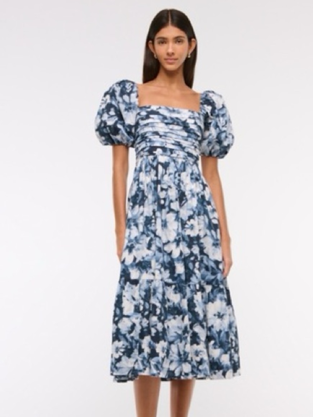 Abercrombie Emerson Women’s Floral Poplin Puff Sleeve Midi Dress